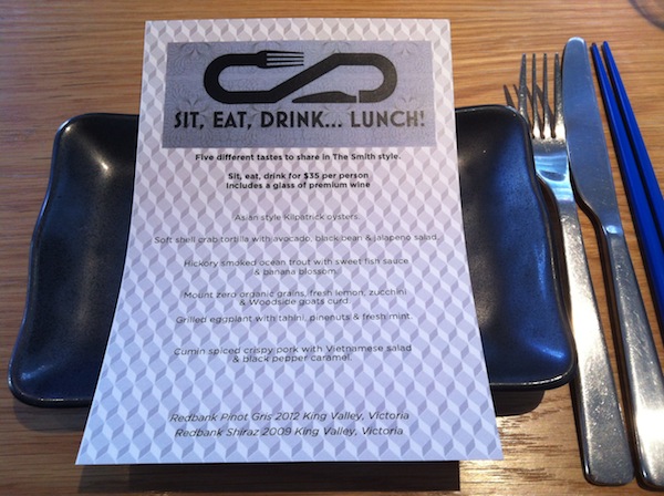 The Smith lunch menu