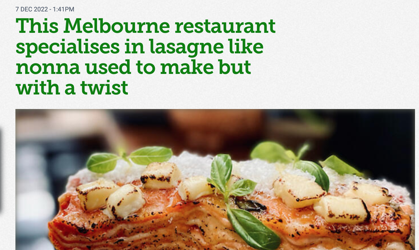 Lasagna Lab Melbourne SBS Food