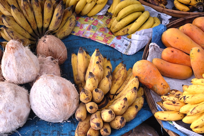Street Life in Phitsanulok coconuts and bananas