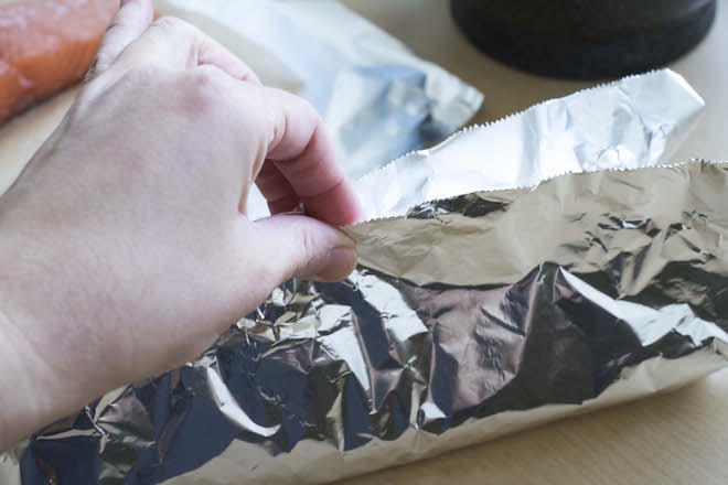 Salmon Boats Recipe tin foil fold 1