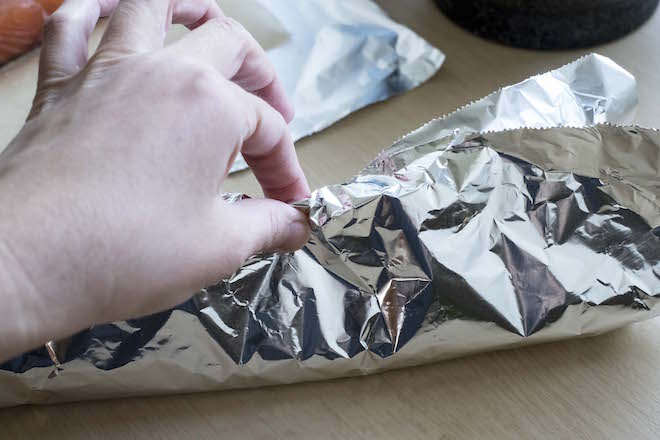 Salmon Boats Recipe tin foil fold 2