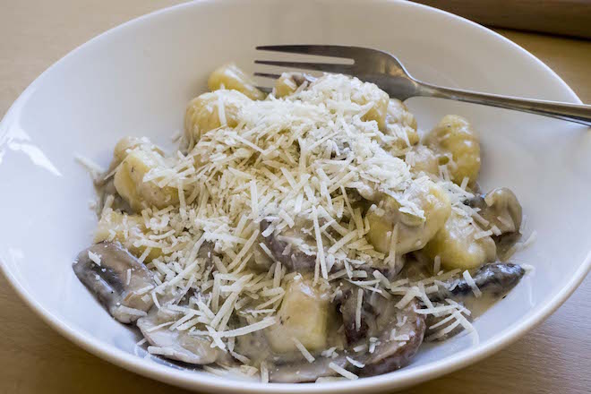 Mushroom Gnocchi Recipe bowl close up 2